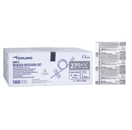 Case of Surflo Infusion Sets Winged 27G 0.5 Inch Terumo SV27EL- Case/500