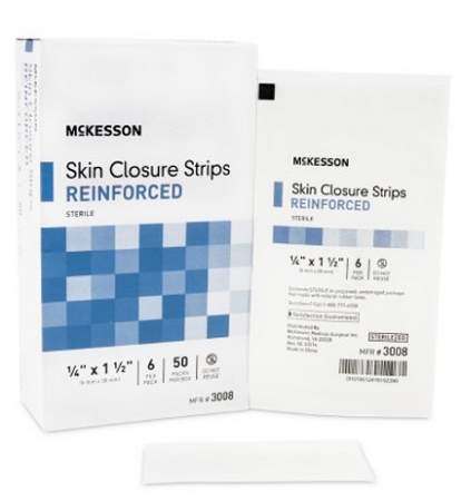 Box Skin Closure Strips 0.25 x 1.5 Inch Reinforced White 3008- Box/300