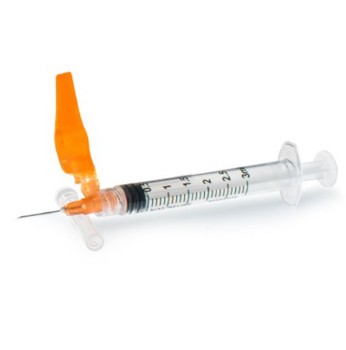 3mL Syringe 25G 5/8 Inch Hinged Safety Needle 16SN3C2558S- Box/50