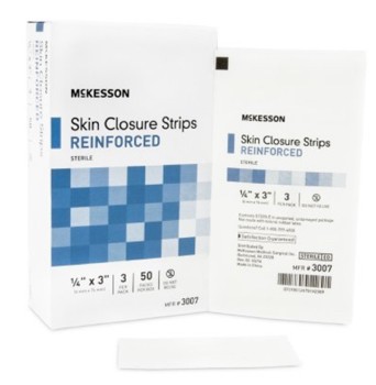 Skin Closure Strips 0.25 x 3 Inch Reinforced Wht McKesson 3007- Pack/3